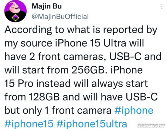 iPhone15 Ultra新爆料：配备前置双摄 256GB起步_0