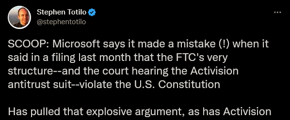 微软撤回称FTC违反美国宪法发言：犯了个错误_0