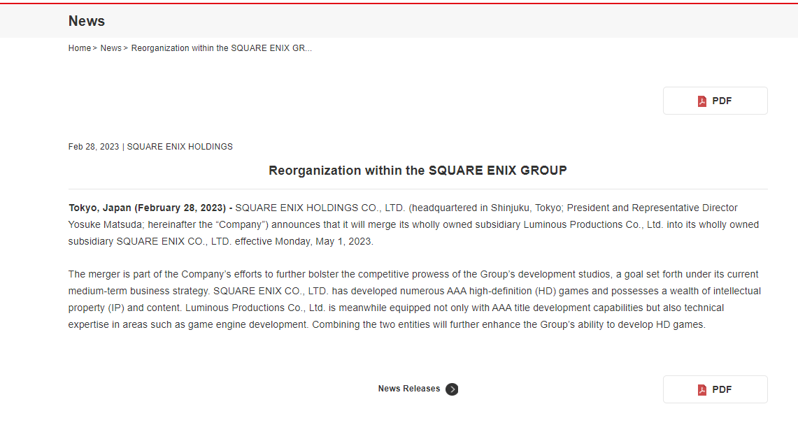 SE宣布魔咒之地工作室将于5月1日并入SE本社_0