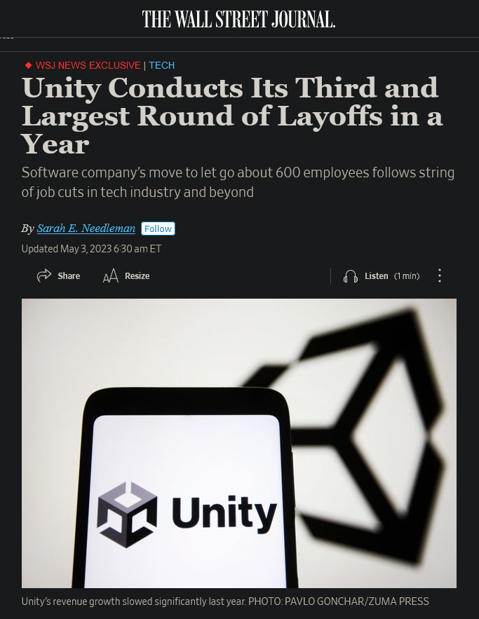 引擎开发商Unity大幅缩减：再次裁员600人 关闭一半办事处_0