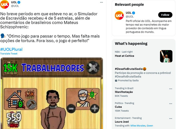 巴西新游奴隶模拟器火速下架 谷歌APP审核不足被批判_1