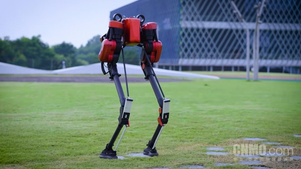 国内首款大尺寸仿鸵双足机器人“大圣”亮相 披红色战袍_3
