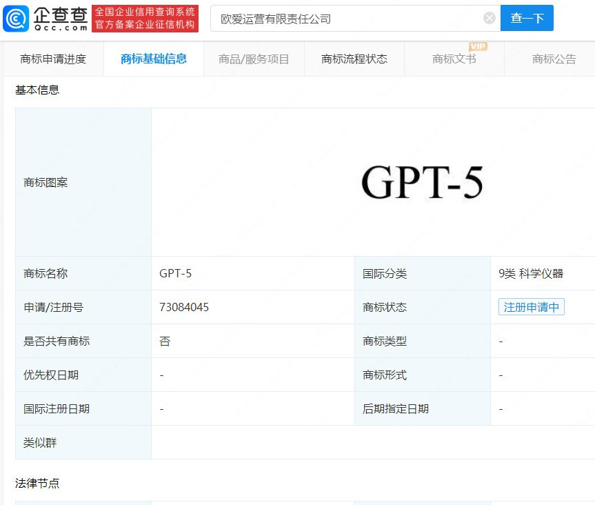 GPT 5要来了 OpenAI在国内申请GPT5商标_0