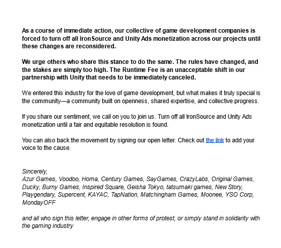 为向Unity抗议 多家手游开发商关闭游戏内广告_2