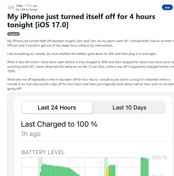 大量用户反馈苹果手机自动关机 iPhone 15同样在列_1